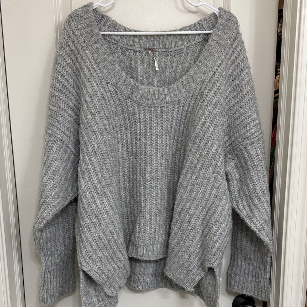Free People Blue Bell scoop neck oversized chunky knit sweater.